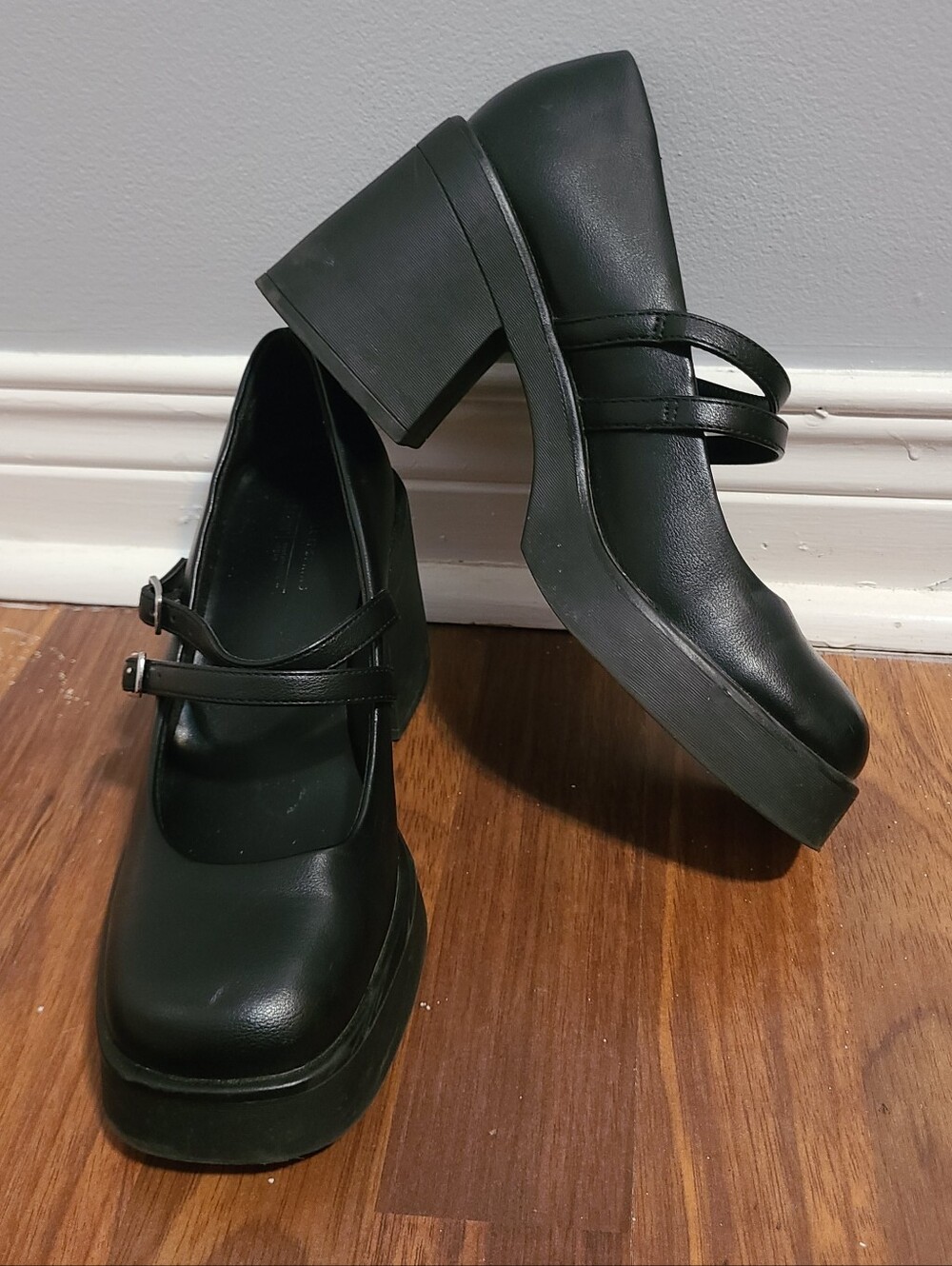 Call It Spring Black Double-Strap Platform Mary Janes